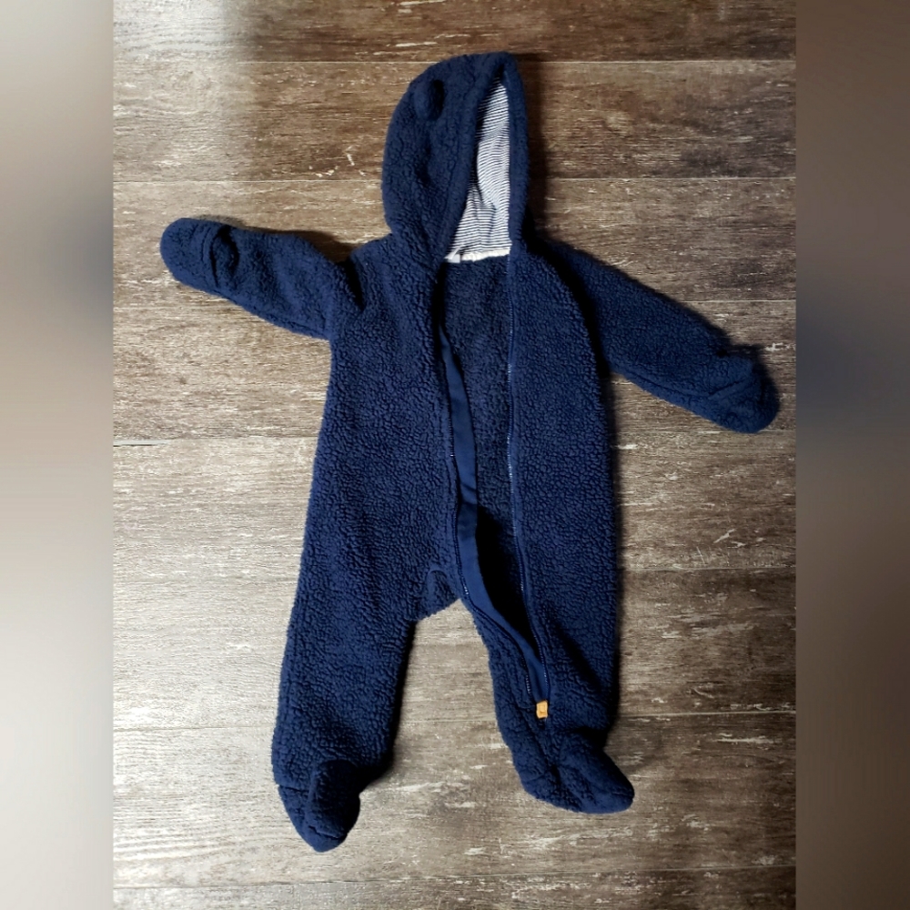 Carters fuzzy one piece Boys Blue infant coat 9 months